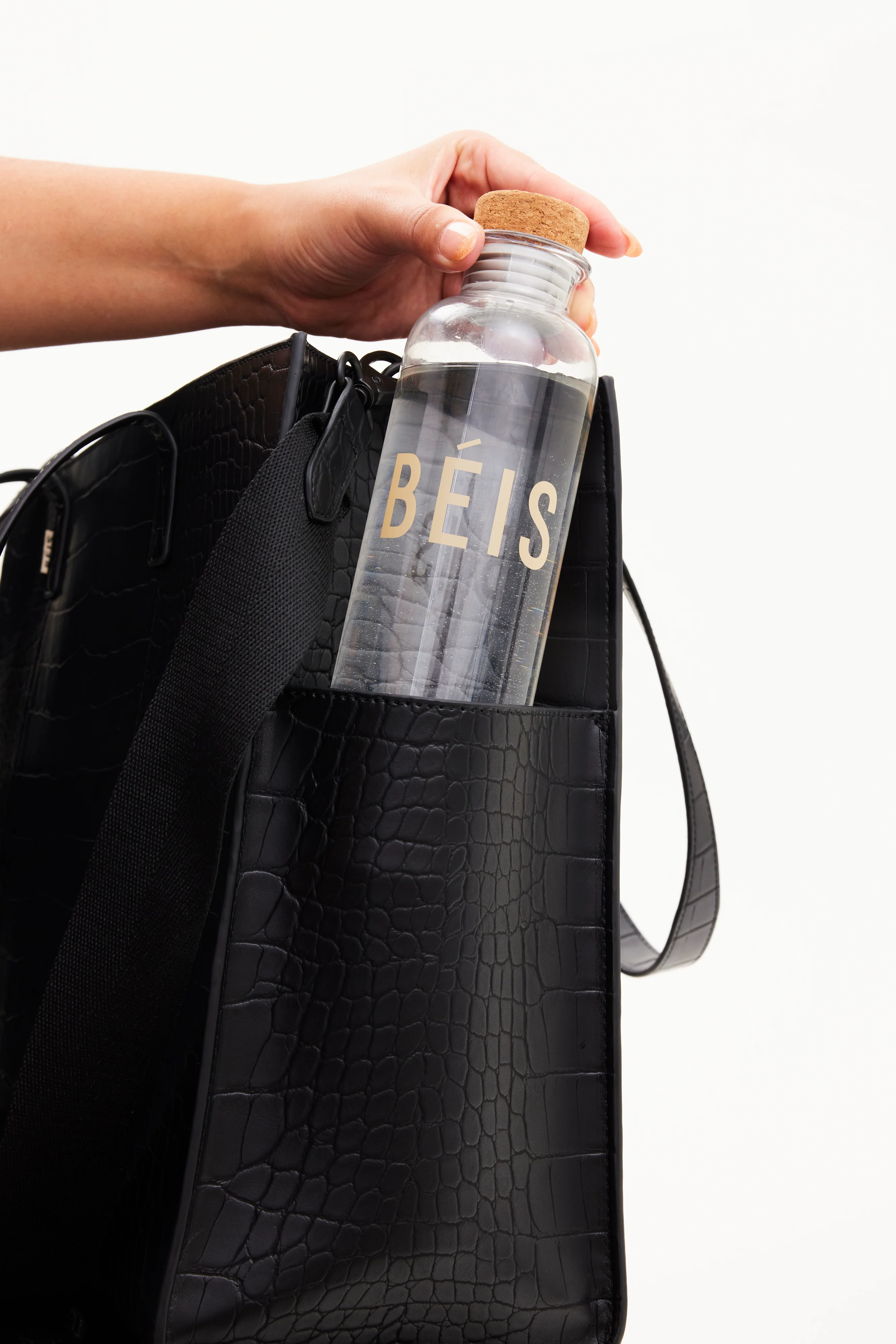 The Large Work Tote in Black Croc - Image 9